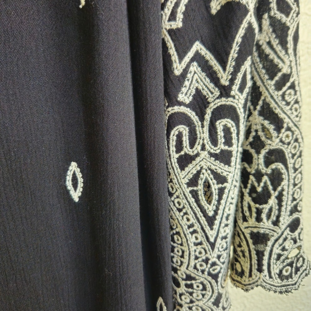Sundance Palace Shift Dress Embroidered Eyelet Scallop Bell Boho Siz PM or Small - Picture 7 of 9